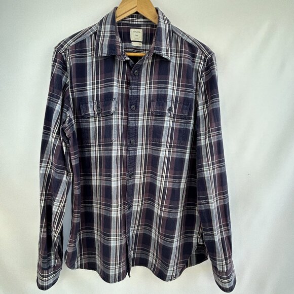 Gap Men’s Dark Violet Plaid button-up Shirt – Size Large - Picture 2 of 8